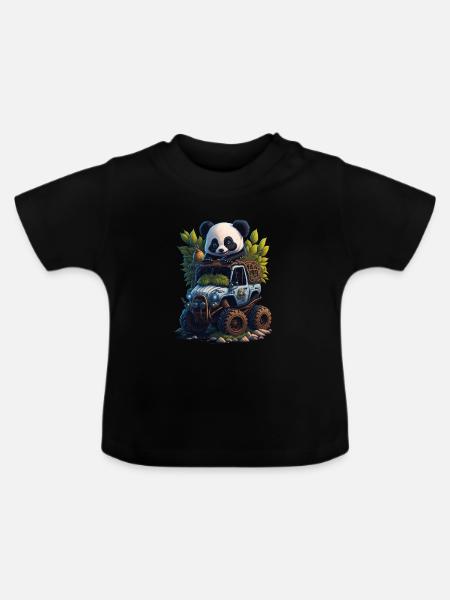 Panda Monstertruck - Baby Bio-T-Shirt mit Rundhals - Schwarz