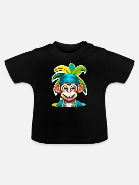 Monkey Doctor - Baby Organic T-Shirt with Round Neck - black