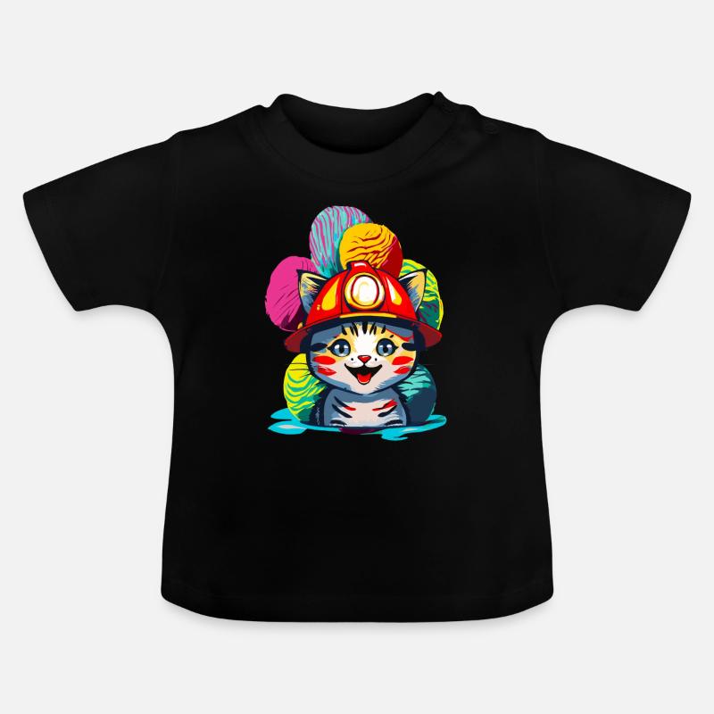 Chat pompier - T-shirt bio col rond Bébé - noir