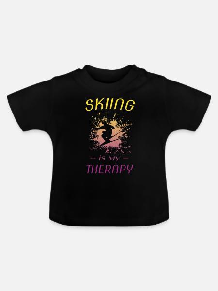 skiing ski skifahren - Baby Bio-T-Shirt mit Rundhals - Schwarz