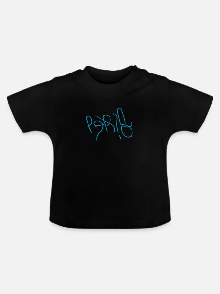 Hellblauer Paris Sticker - Baby Bio-T-Shirt mit Rundhals - Schwarz