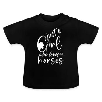 Juste une fille qui aime les chevaux tout blanc - T-shirt bio col rond Bébé - noir - Devant