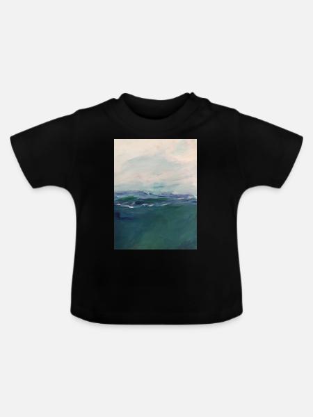Abstraktes Meer - Baby Bio-T-Shirt mit Rundhals - Schwarz