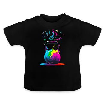 Gym addict - Baby Organic T-Shirt with Round Neck - black - Front