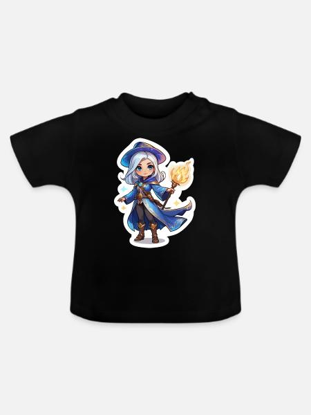Zauberin Fantasy Illustration - Baby Bio-T-Shirt mit Rundhals - Schwarz