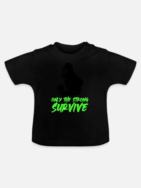 gorilla strong - Baby Bio-T-Shirt mit Rundhals - Schwarz