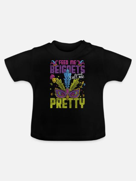 Parade Maske Bunt Perlen - Baby Bio-T-Shirt mit Rundhals - Schwarz