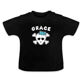 Pirate Grace Design for Girls and Women - Baby Organic T-Shirt with Round Neck - black - Front