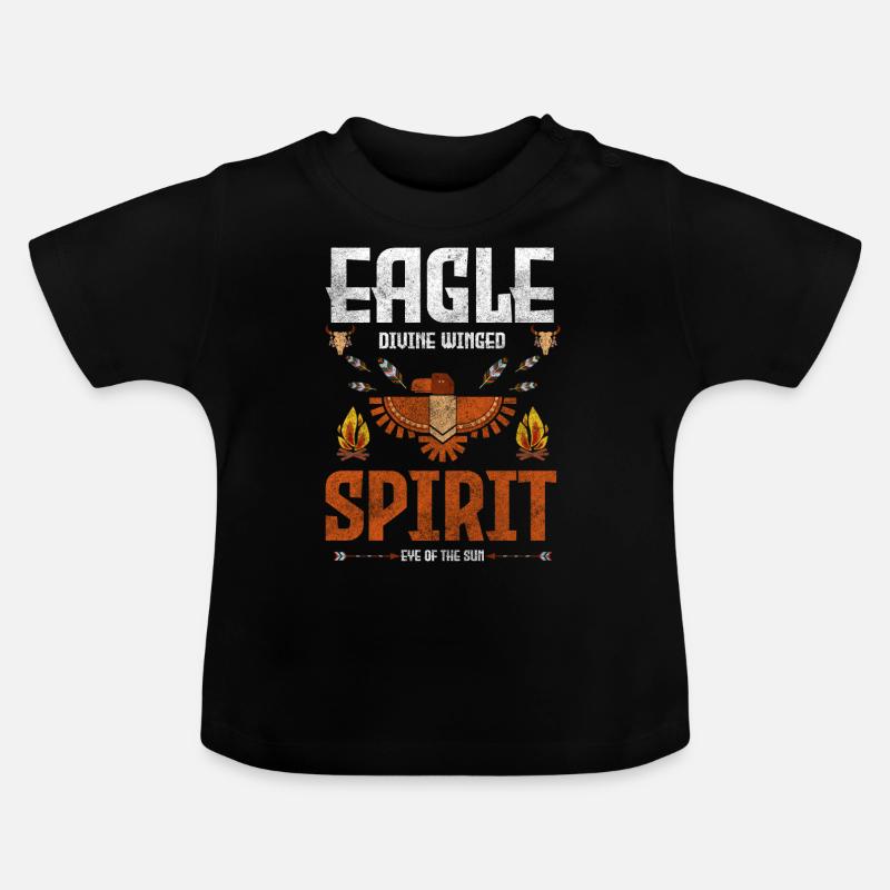 Coiffe en plumes aborigènes - T-shirt bio col rond Bébé - noir