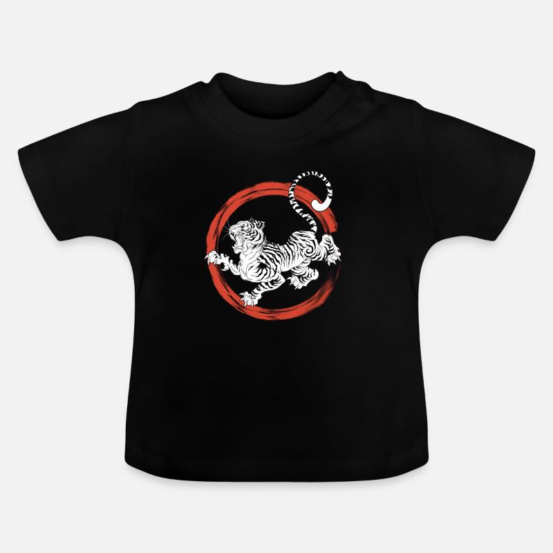 Tigre blanc - T-shirt bio col rond Bébé - noir