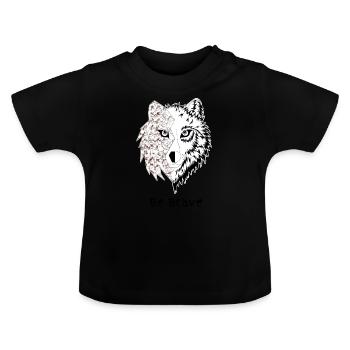 Loup origami be brave marron - T-shirt bio col rond Bébé - noir - Devant