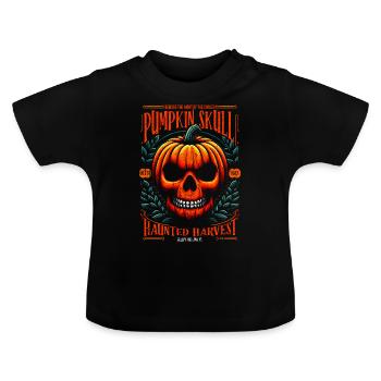 Citrouille Crâne Spooky Halloween Saison - T-shirt bio col rond Bébé - noir - Devant