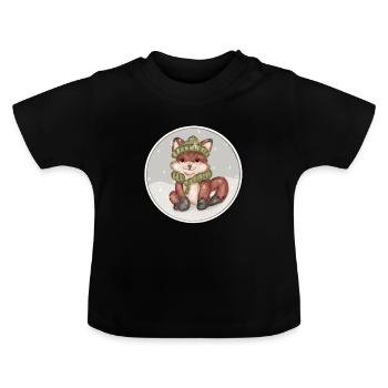 Winter Fuchs - Baby Bio-T-Shirt mit Rundhals - Schwarz - Vorne