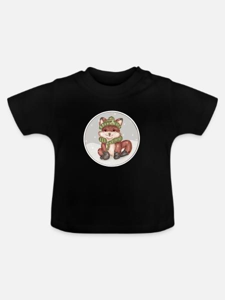 Winter Fuchs - Baby Bio-T-Shirt mit Rundhals - Schwarz