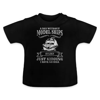 Schiff Wasser Boote Skipper - Baby Bio-T-Shirt mit Rundhals - Schwarz - Vorne