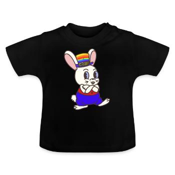 Regenbogen Kaninchen Hase LGBT Gay Pride Hasen - Baby Bio-T-Shirt mit Rundhals - Schwarz - Vorne