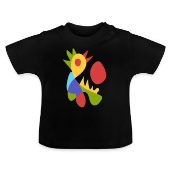 morning chicken bold abstract - Baby Organic T-Shirt with Round Neck - black - Front