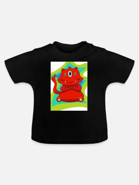 Dreiäugiges Monster - Baby Bio-T-Shirt mit Rundhals - Schwarz