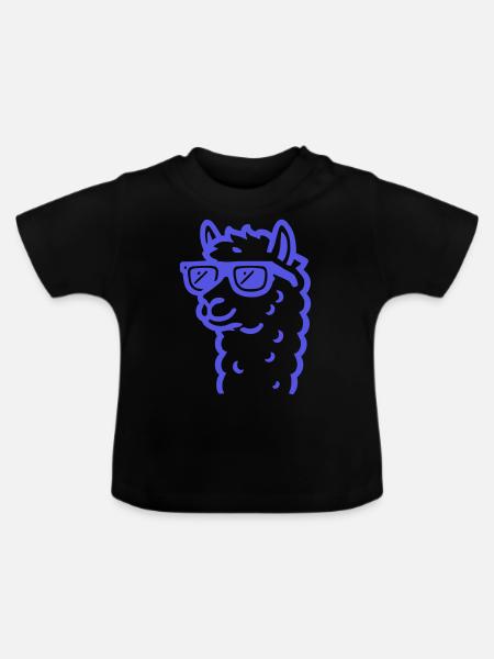 lama sonnenbrille - Baby Bio-T-Shirt mit Rundhals - Schwarz