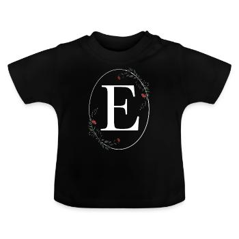 Buchstabe E - Baby Bio-T-Shirt mit Rundhals - Schwarz - Vorne