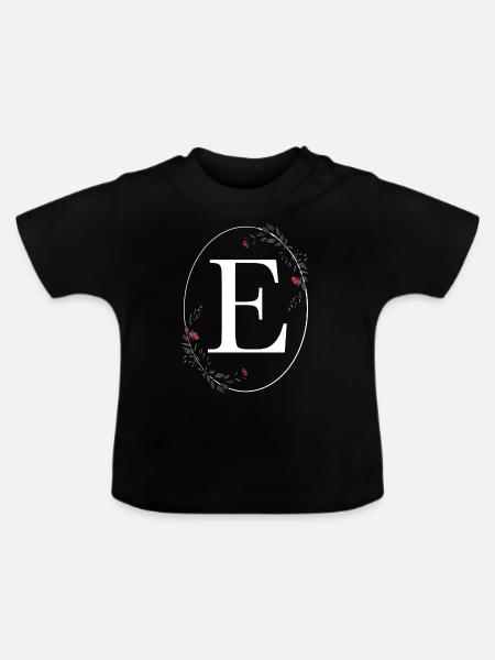 Buchstabe E - Baby Bio-T-Shirt mit Rundhals - Schwarz