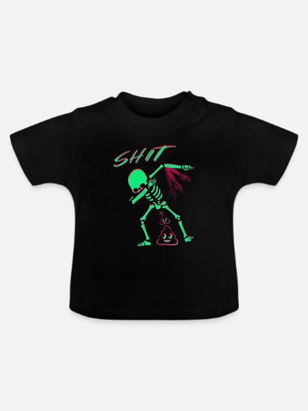 Lustige Skelett - Baby Bio-T-Shirt mit Rundhals - Schwarz