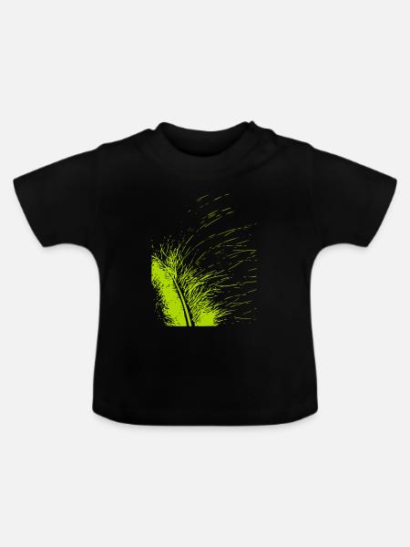 Abstrakte Feder / Linie / grün / Muster - Baby Bio-T-Shirt mit Rundhals - Schwarz
