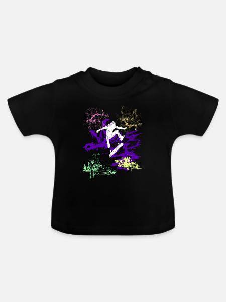 Skater - Baby Bio-T-Shirt mit Rundhals - Schwarz