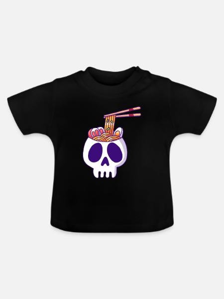 Schädel und Nudeln - Baby Bio-T-Shirt mit Rundhals - Schwarz