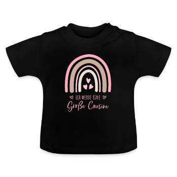 Ich werde eine große Cousine Boho Regenbogen - Baby Bio-T-Shirt mit Rundhals - Schwarz - Vorne