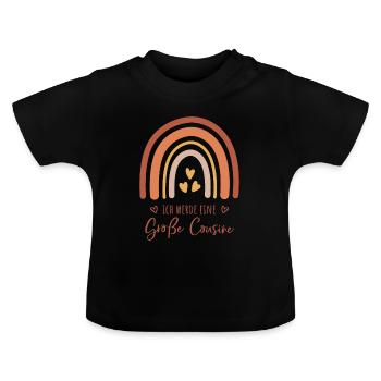 Ich werde eine große Cousine / Boho Regenbogen - Baby Bio-T-Shirt mit Rundhals - Schwarz - Vorne