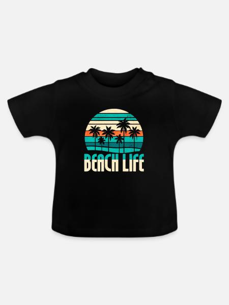Strandleben Glückseligkeit - Baby Bio-T-Shirt mit Rundhals - Schwarz