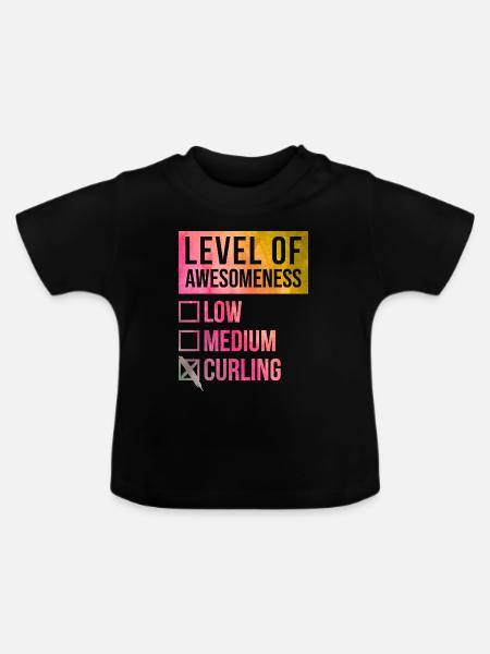 Curling Curling Curling - Baby Bio-T-Shirt mit Rundhals - Schwarz