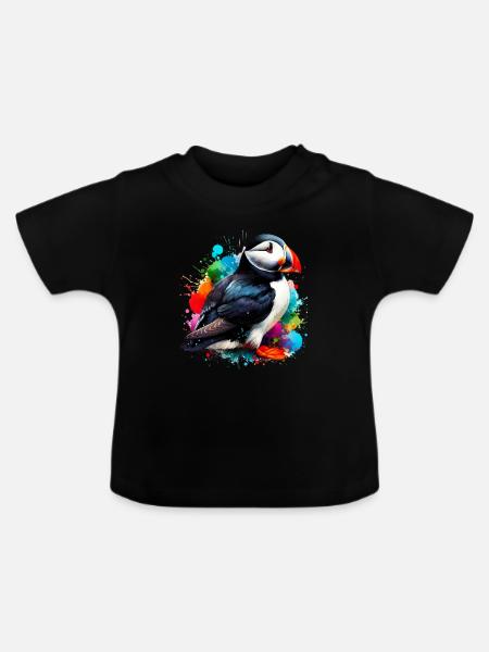 Papageitaucher - Baby Bio-T-Shirt mit Rundhals - Schwarz