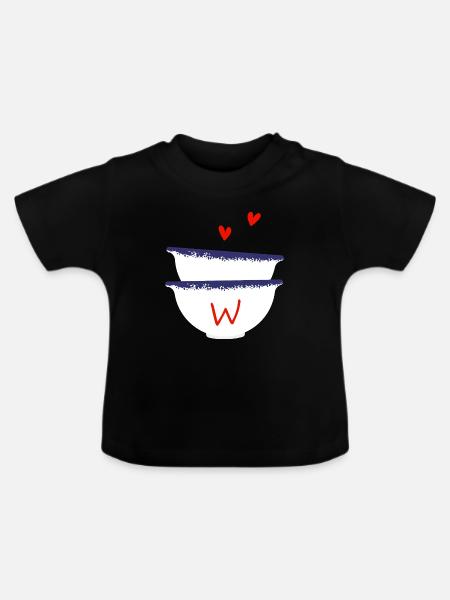 Bretonischer Buchstabe mit Schalen - Baby Bio-T-Shirt mit Rundhals - Schwarz