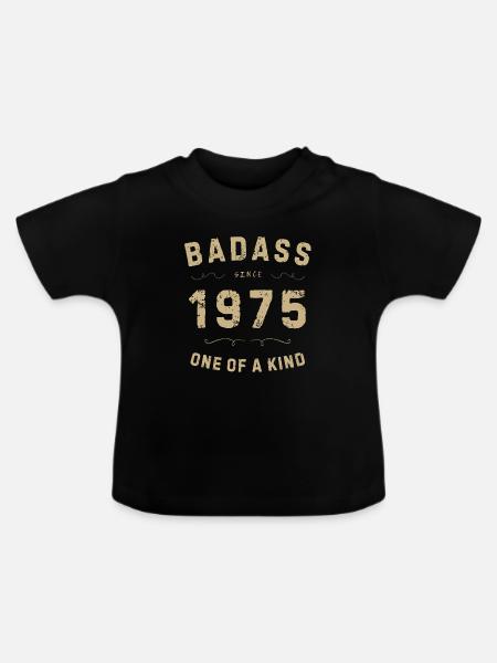 Badass 1975: Einzigartiger Retro-Stil - Baby Bio-T-Shirt mit Rundhals - Schwarz