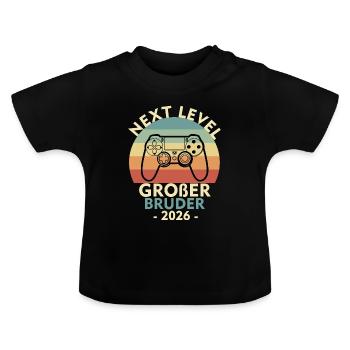 Next Level Big Brother Chargement 2026 Frères et Sœurs - T-shirt bio col rond Bébé - noir - Devant