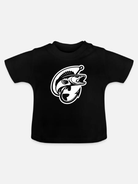 Hecht Angeln Logo - Baby Bio-T-Shirt mit Rundhals - Schwarz