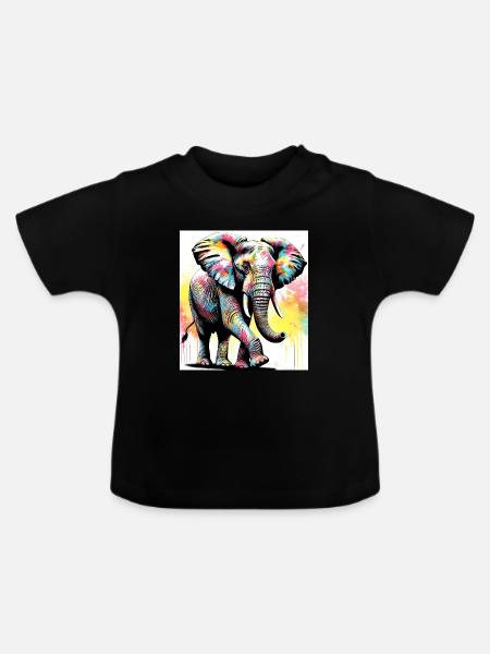 Elefant - Baby Bio-T-Shirt mit Rundhals - Schwarz