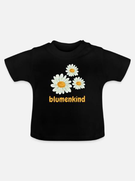 Blumenkind - Baby Bio-T-Shirt mit Rundhals - Schwarz