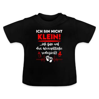 Ich bin nicht klein Reduziert Babysprüche - Baby Bio-T-Shirt mit Rundhals - Schwarz - Vorne