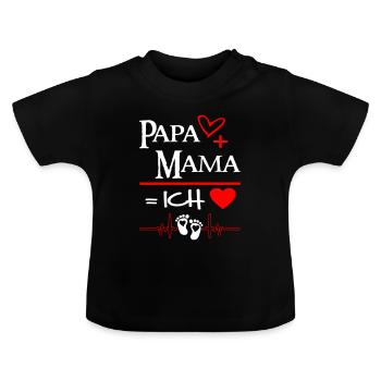 Mama Papa und ich Familie Babysprüche - Baby Bio-T-Shirt mit Rundhals - Schwarz - Vorne