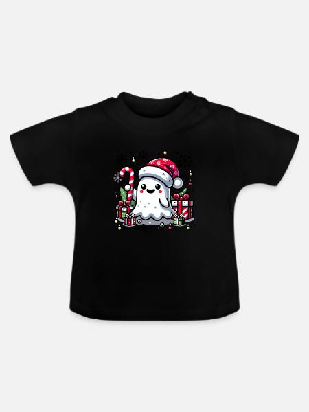 Weihnachten Geist Zuckerstange - Baby Bio-T-Shirt mit Rundhals - Schwarz