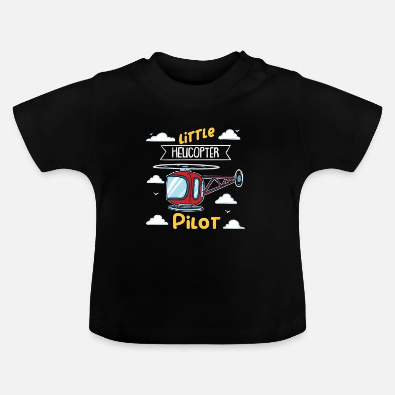 Kleiner Heli Pilot | Kleiner Hubschrauber - Baby Bio-T-Shirt mit Rundhals - Schwarz