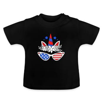 Vierter Juli Nationalfarben Nationalfeiertag USA - Baby Bio-T-Shirt mit Rundhals - Schwarz - Vorne