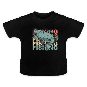 Pêche pêche - T-shirt bio col rond Bébé - noir - Devant