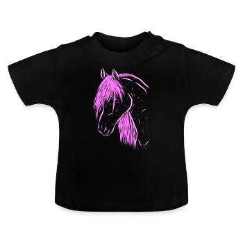 cheval - T-shirt bio col rond Bébé - noir - Devant