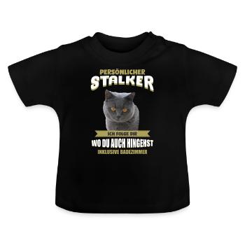 Britisch Kurzhaar Shirt - Britisch Kurzhaar Katze - Baby Bio-T-Shirt mit Rundhals - Schwarz - Vorne