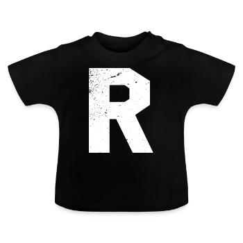 R --- Ronny, Ralf, Ronald, Rainer, Rolf - - Baby Bio-T-Shirt mit Rundhals - Schwarz - Vorne
