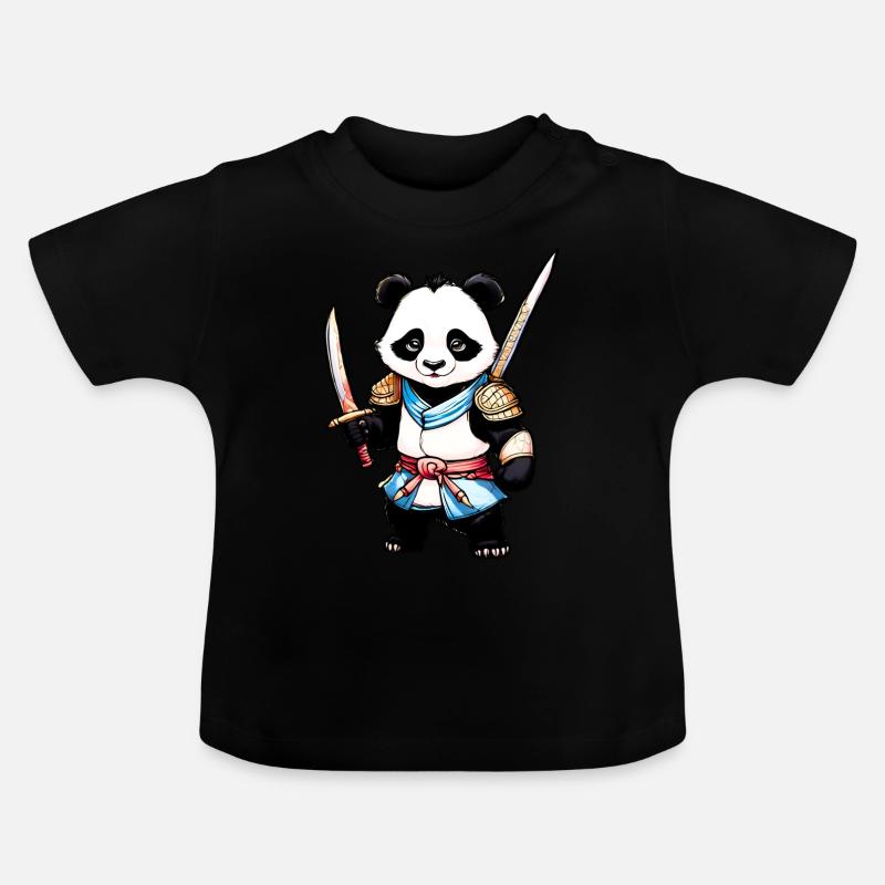 Der Wächter-Panda - Baby Bio-T-Shirt mit Rundhals - Schwarz